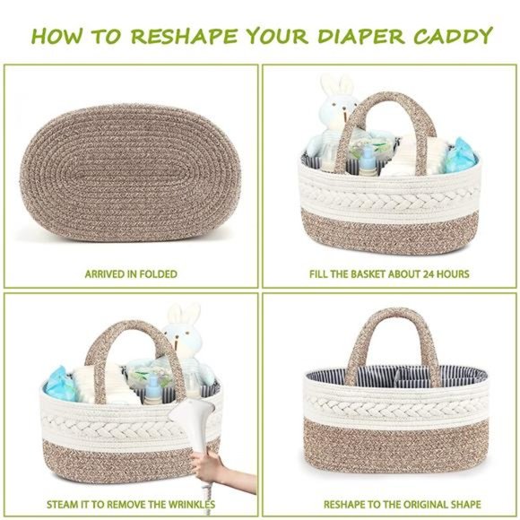 Diaper Caddy Organizer for Baby, Cotton Rope,Changing TableDiaper Storage Basket - Picture 4 of 6